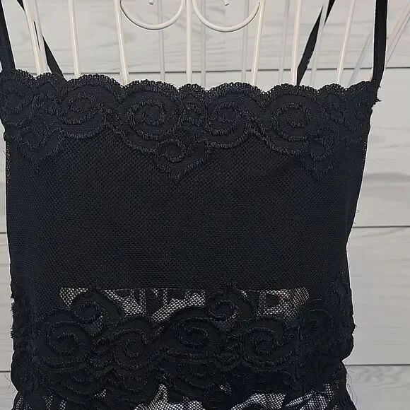 Black lace fishnet cami unbranded Women's Size S - Picture 2 of 8